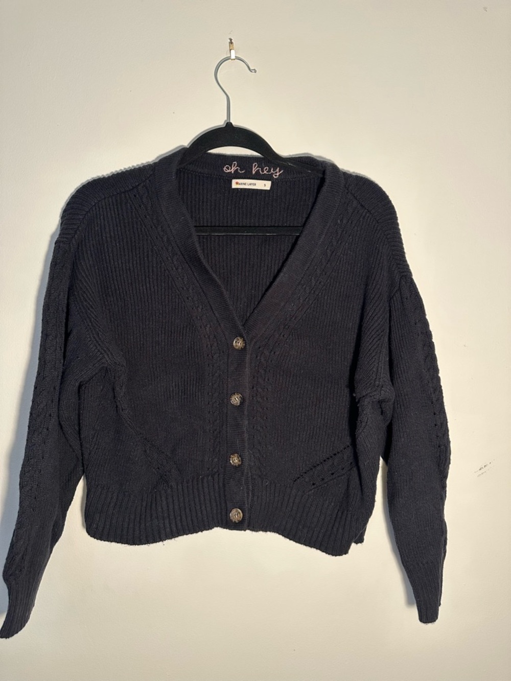 Marine Layer Women's Robin Crop Cardigan S Navy